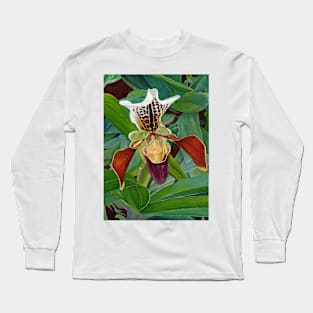 Orchid oil painting on canvas 18 x 24 inches Long Sleeve T-Shirt